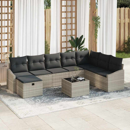 Conjunto de Sofá de Jardim 9 pcs Cinzento-claro 55 x 62 x 69 cm