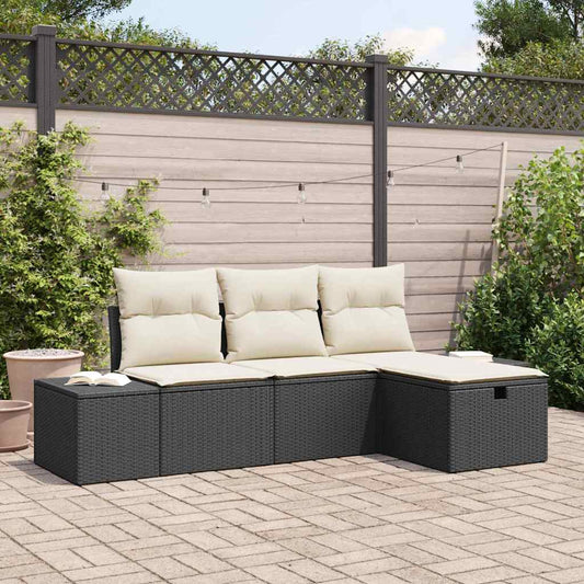 Conjunto de Sofá de Jardim 4 pcs Preto 55 x 62 x 69 cm