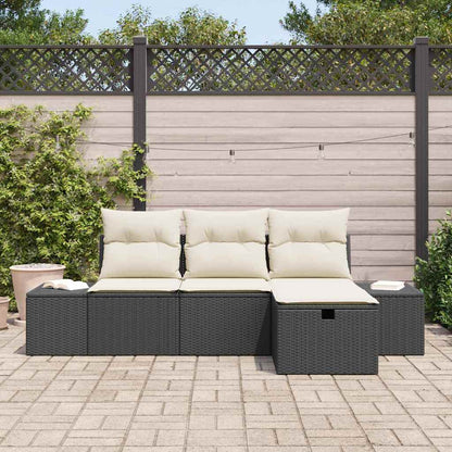 Conjunto de Sofá de Jardim 4 pcs Preto 55 x 62 x 69 cm