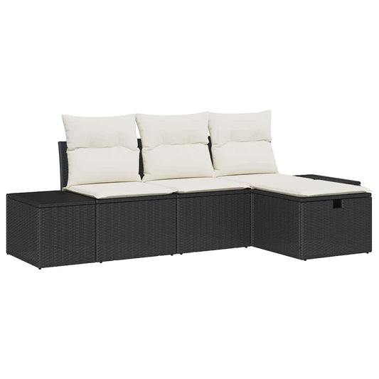 Conjunto de Sofá de Jardim 4 pcs Preto 55 x 62 x 69 cm