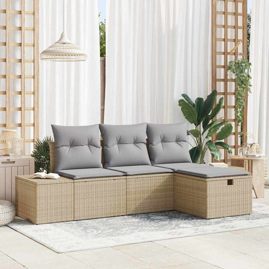 Conjunto de Sofá de Jardim 4 pcs Bege 55 x 62 x 69 cm