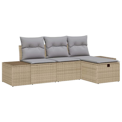Conjunto de Sofá de Jardim 4 pcs Bege 55 x 62 x 69 cm
