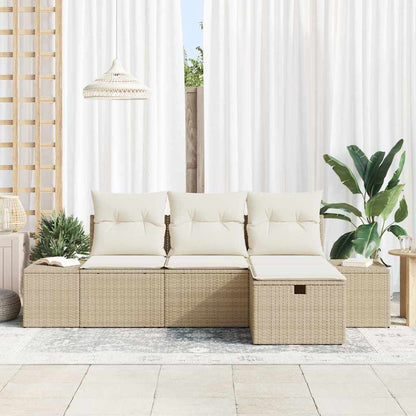 Conjunto de Sofá de Jardim 4 pcs Bege 55 x 62 x 69 cm