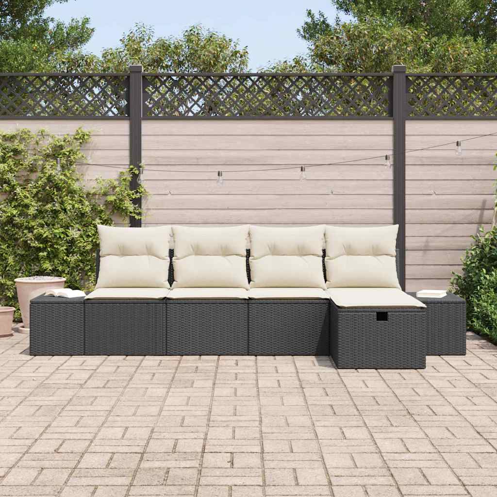 Conjunto de Sofá de Jardim 5 pcs Preto 55 x 62 x 69 cm