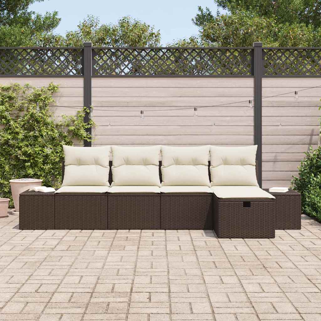 Conjunto de Sofá de Jardim 5 pcs Castanho 55 x 62 x 69 cm