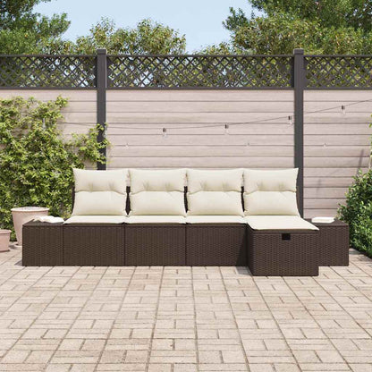 Conjunto de Sofá de Jardim 5 pcs Castanho 55 x 62 x 69 cm