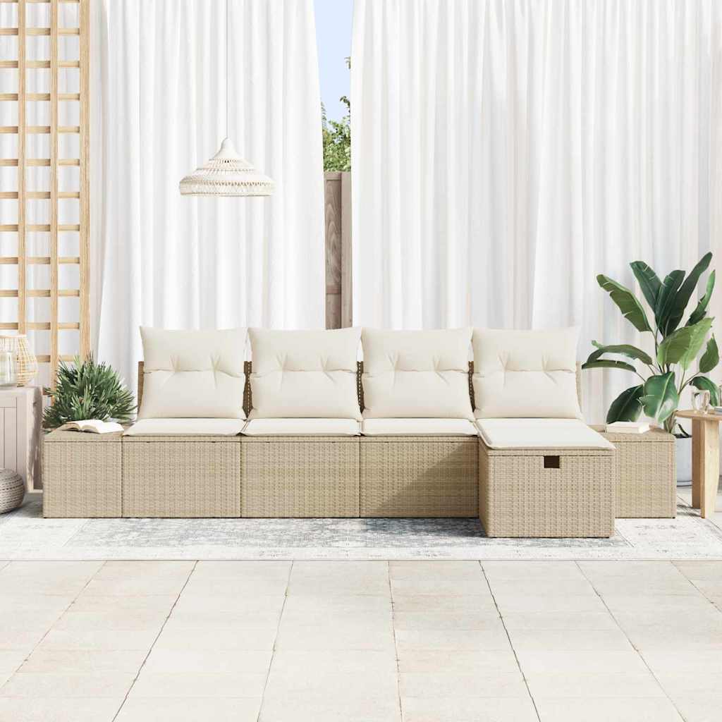 Conjunto de Sofá de Jardim 5 pcs Bege 55 x 62 x 69 cm