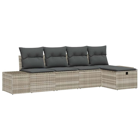 Conjunto de Sofá de Jardim 5 pcs Cinzento-claro 55 x 62 x 69 cm