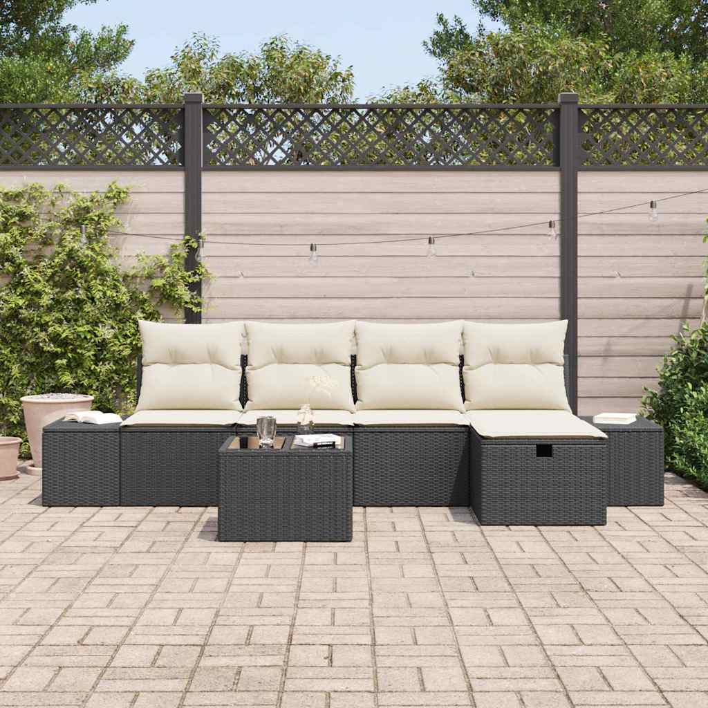 Conjunto de Sofá de Jardim 6 pcs Preto 55 x 62 x 69 cm