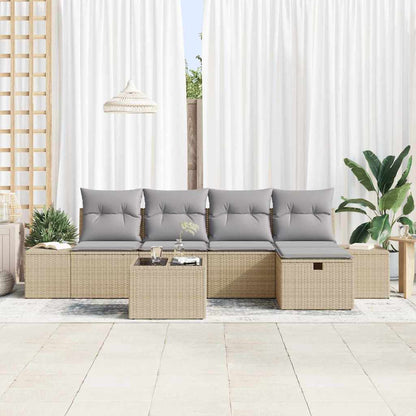 Conjunto de Sofá de Jardim 6 pcs Bege 55 x 62 x 69 cm