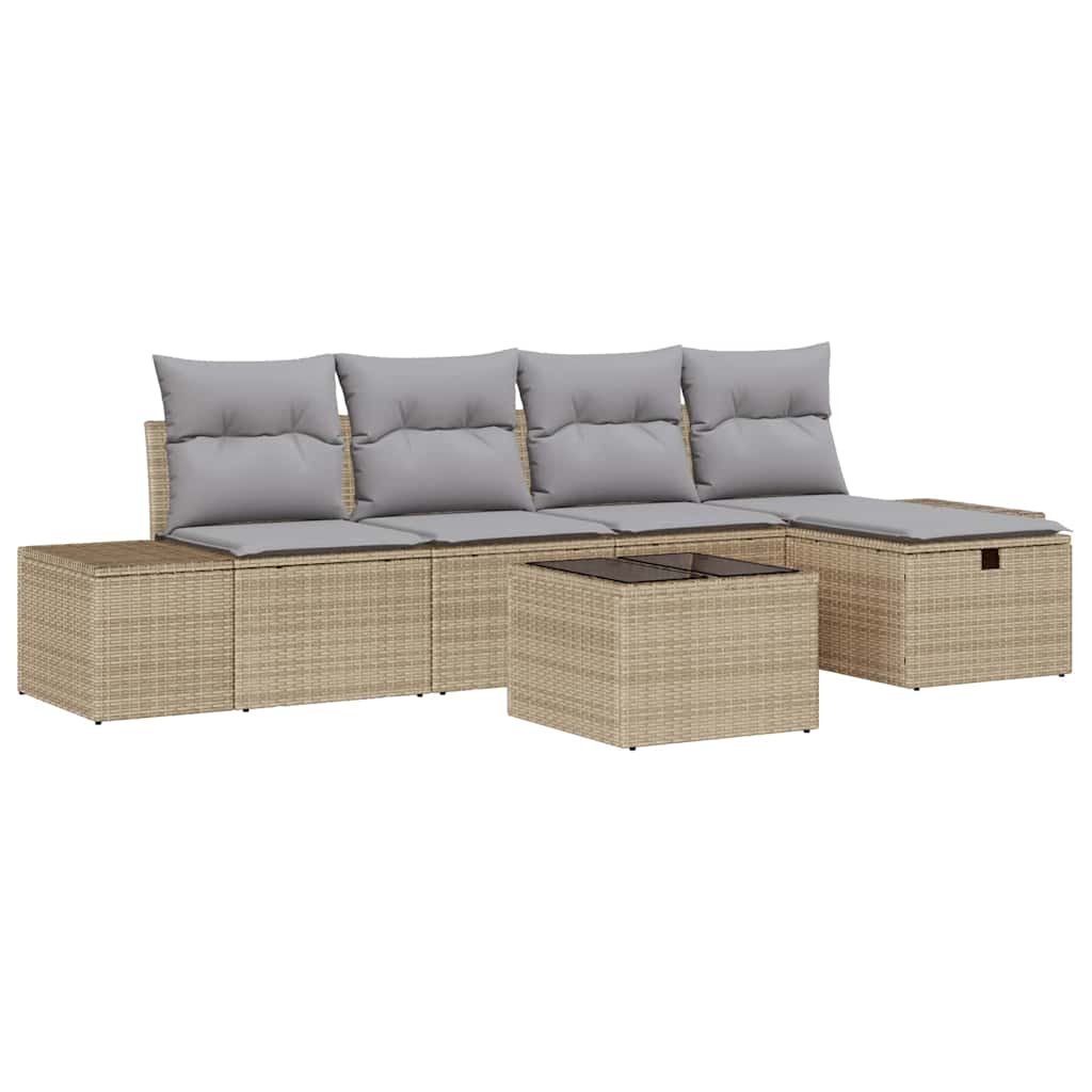 Conjunto de Sofá de Jardim 6 pcs Bege 55 x 62 x 69 cm