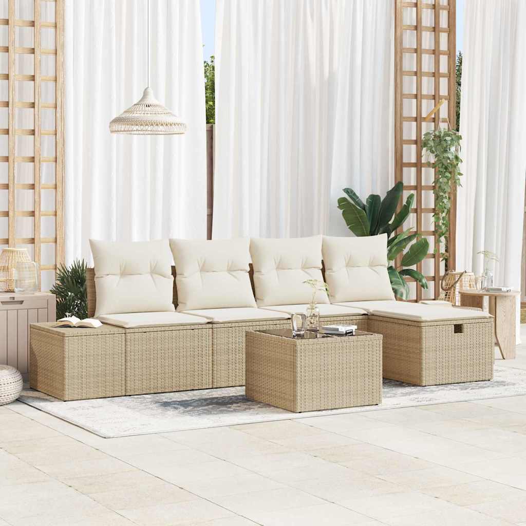 Conjunto de Sofá de Jardim 6 pcs Bege 55 x 62 x 69 cm