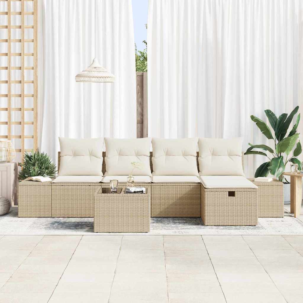 Conjunto de Sofá de Jardim 6 pcs Bege 55 x 62 x 69 cm