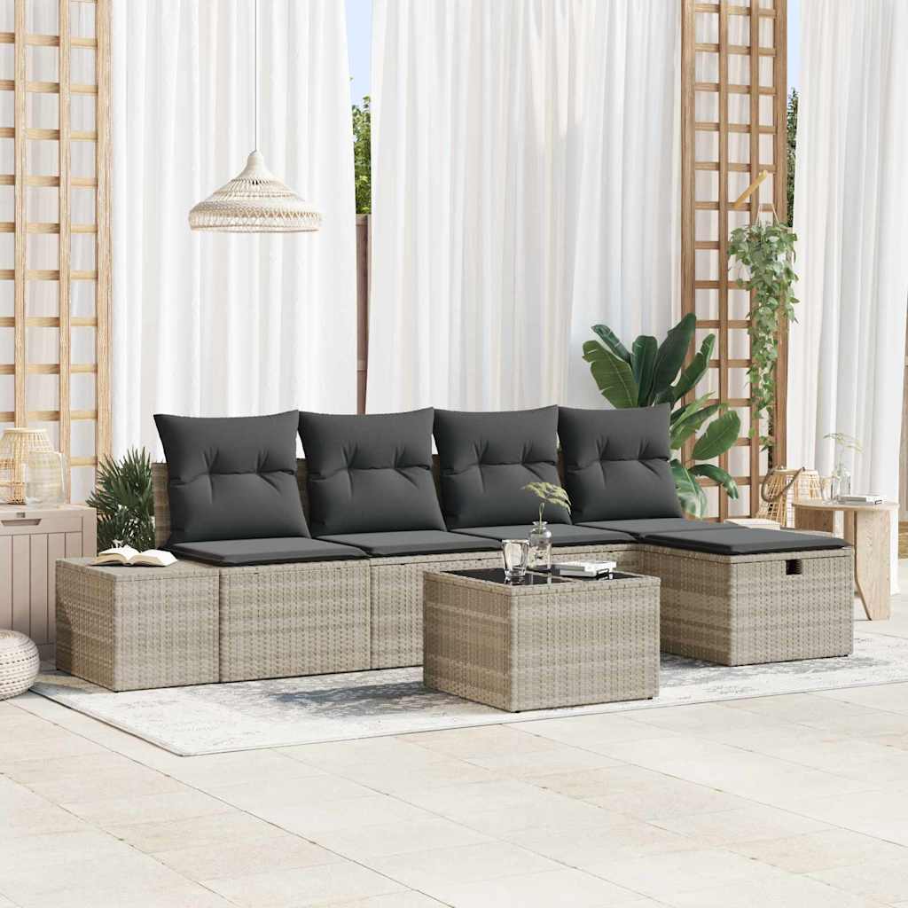 Conjunto de Sofá de Jardim 6 pcs Cinzento-claro 55 x 62 x 69 cm
