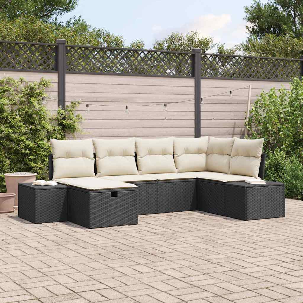 Conjunto de Sofá de Jardim 6 pcs Preto 55 x 62 x 69 cm