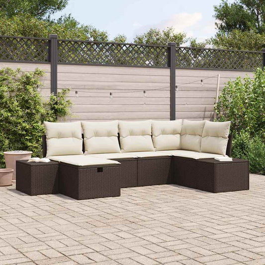 Conjunto de Sofá de Jardim 6 pcs Castanho 55 x 62 x 69 cm