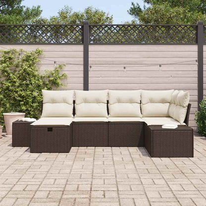 Conjunto de Sofá de Jardim 6 pcs Castanho 55 x 62 x 69 cm