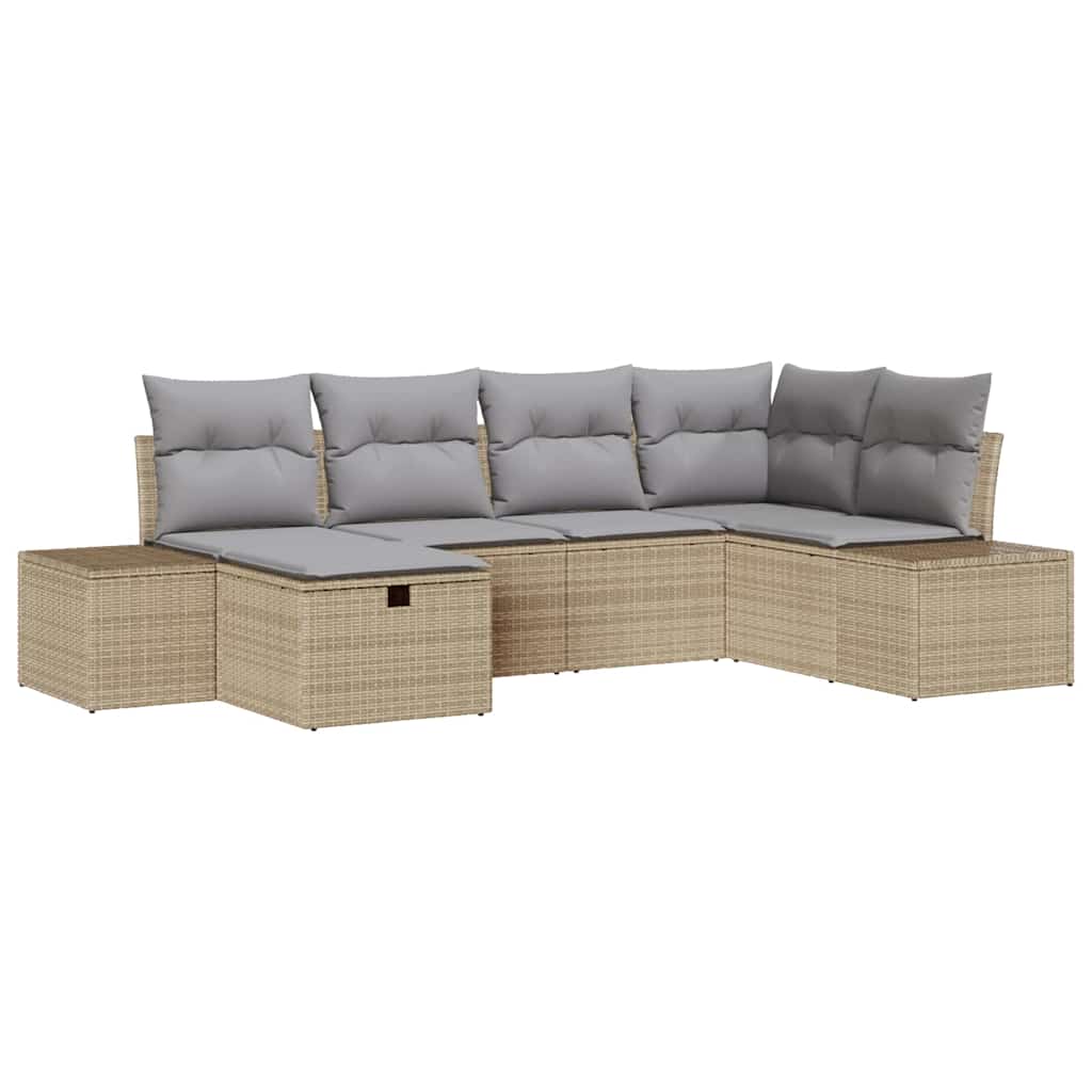 Conjunto de Sofá de Jardim 6 pcs Bege 55 x 62 x 69 cm