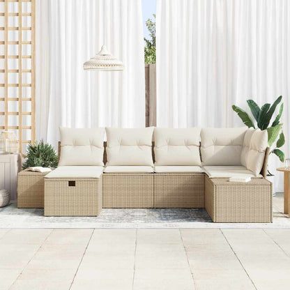 Conjunto de Sofá de Jardim 6 pcs Bege 55 x 62 x 69 cm