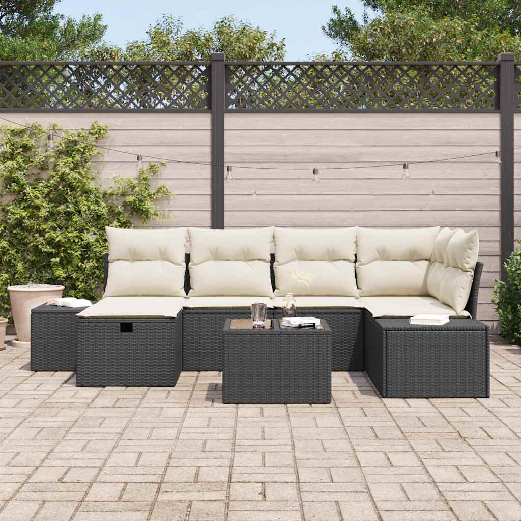 Conjunto de Sofá de Jardim 7 pcs Preto 55 x 62 x 69 cm