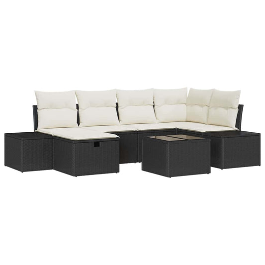Conjunto de Sofá de Jardim 7 pcs Preto 55 x 62 x 69 cm