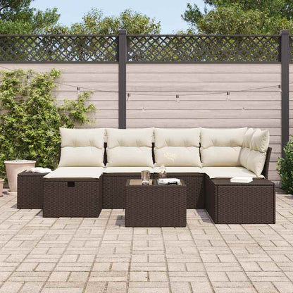 Conjunto de Sofá de Jardim 7 pcs Castanho 55 x 62 x 69 cm
