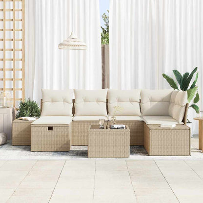 Conjunto de Sofá de Jardim 7 pcs Bege 55 x 62 x 69 cm