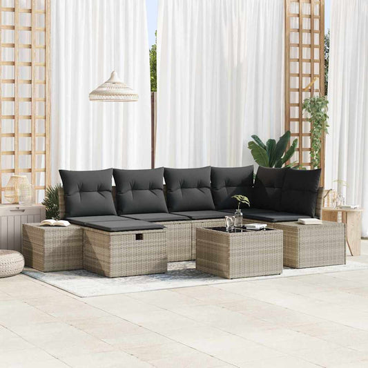 Conjunto de Sofá de Jardim 7 pcs Cinzento-claro 55 x 62 x 69 cm