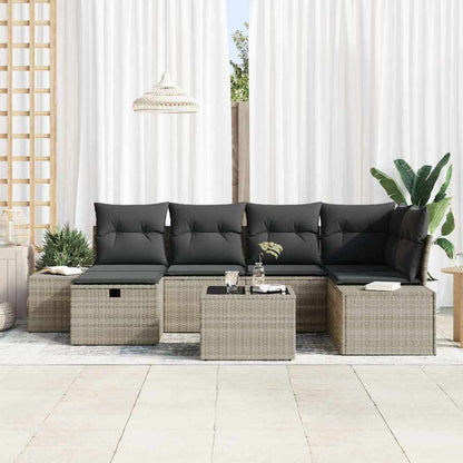 Conjunto de Sofá de Jardim 7 pcs Cinzento-claro 55 x 62 x 69 cm