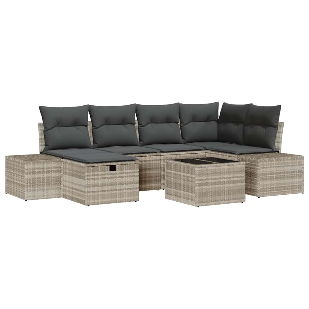 Conjunto de Sofá de Jardim 7 pcs Cinzento-claro 55 x 62 x 69 cm