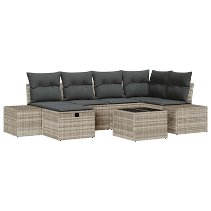 Conjunto de Sofá de Jardim 7 pcs Cinzento-claro 55 x 62 x 69 cm