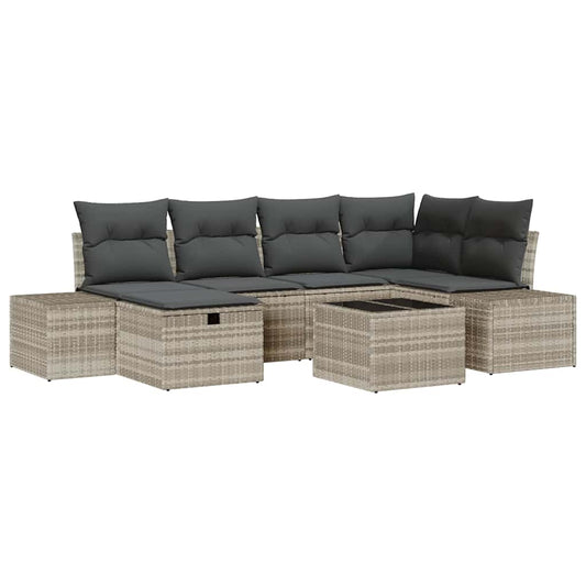 Conjunto de Sofá de Jardim 7 pcs Cinzento-claro 55 x 62 x 69 cm