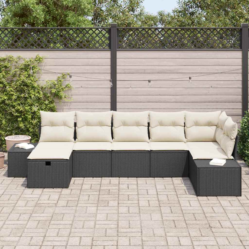 Conjunto de Sofá de Jardim 7 pcs Preto 55 x 62 x 69 cm
