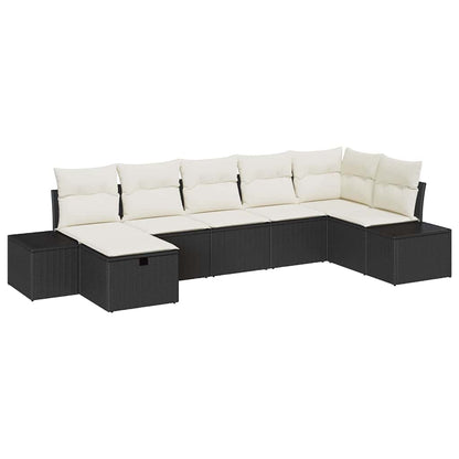 Conjunto de Sofá de Jardim 7 pcs Preto 55 x 62 x 69 cm