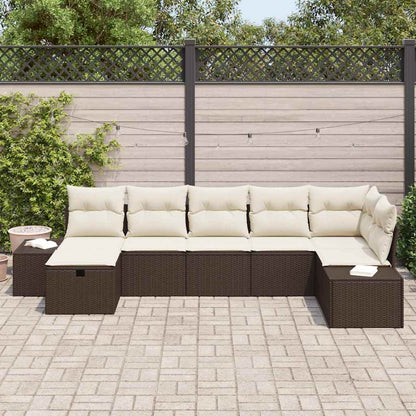 Conjunto de Sofá de Jardim 7 pcs Castanho 55 x 62 x 69 cm