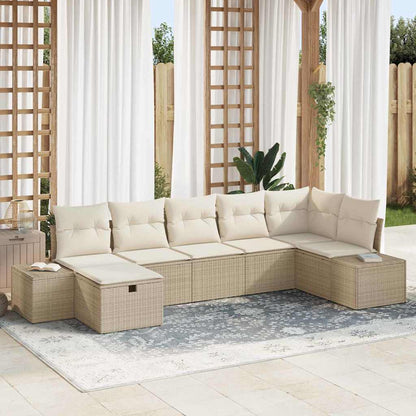 Conjunto de Sofá de Jardim 7 pcs Bege 55 x 62 x 69 cm