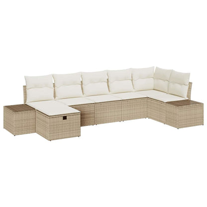 Conjunto de Sofá de Jardim 7 pcs Bege 55 x 62 x 69 cm