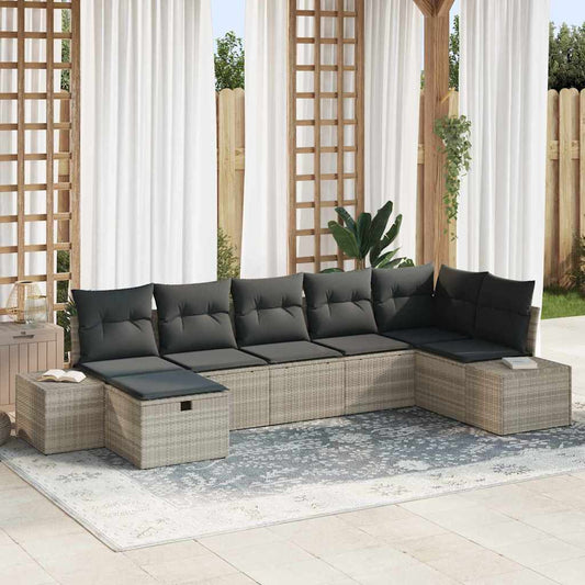 Conjunto de Sofá de Jardim 7 pcs Cinzento-claro 55 x 62 x 69 cm