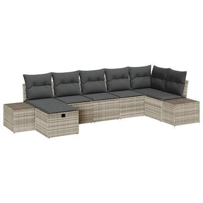 Conjunto de Sofá de Jardim 7 pcs Cinzento-claro 55 x 62 x 69 cm