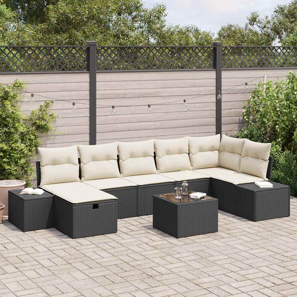 Conjunto de Sofá de Jardim 8 pcs Preto 55 x 62 x 69 cm