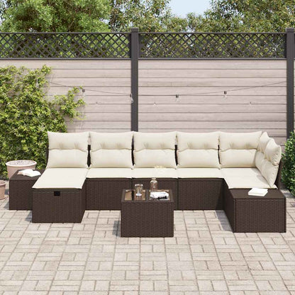 Conjunto de Sofá de Jardim 8 pcs Castanho 55 x 62 x 69 cm