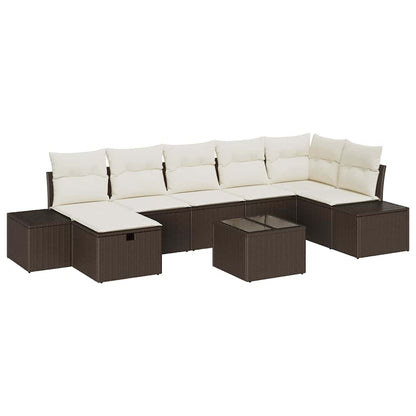 Conjunto de Sofá de Jardim 8 pcs Castanho 55 x 62 x 69 cm