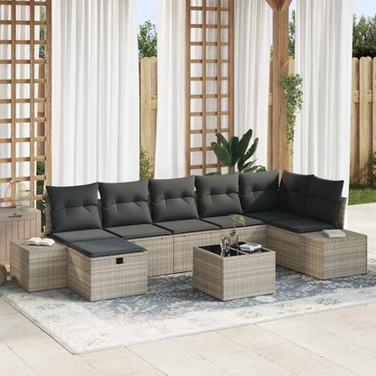 Conjunto de Sofá de Jardim 8 pcs Cinzento-claro 55 x 62 x 69 cm