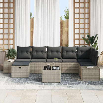 Conjunto de Sofá de Jardim 8 pcs Cinzento-claro 55 x 62 x 69 cm