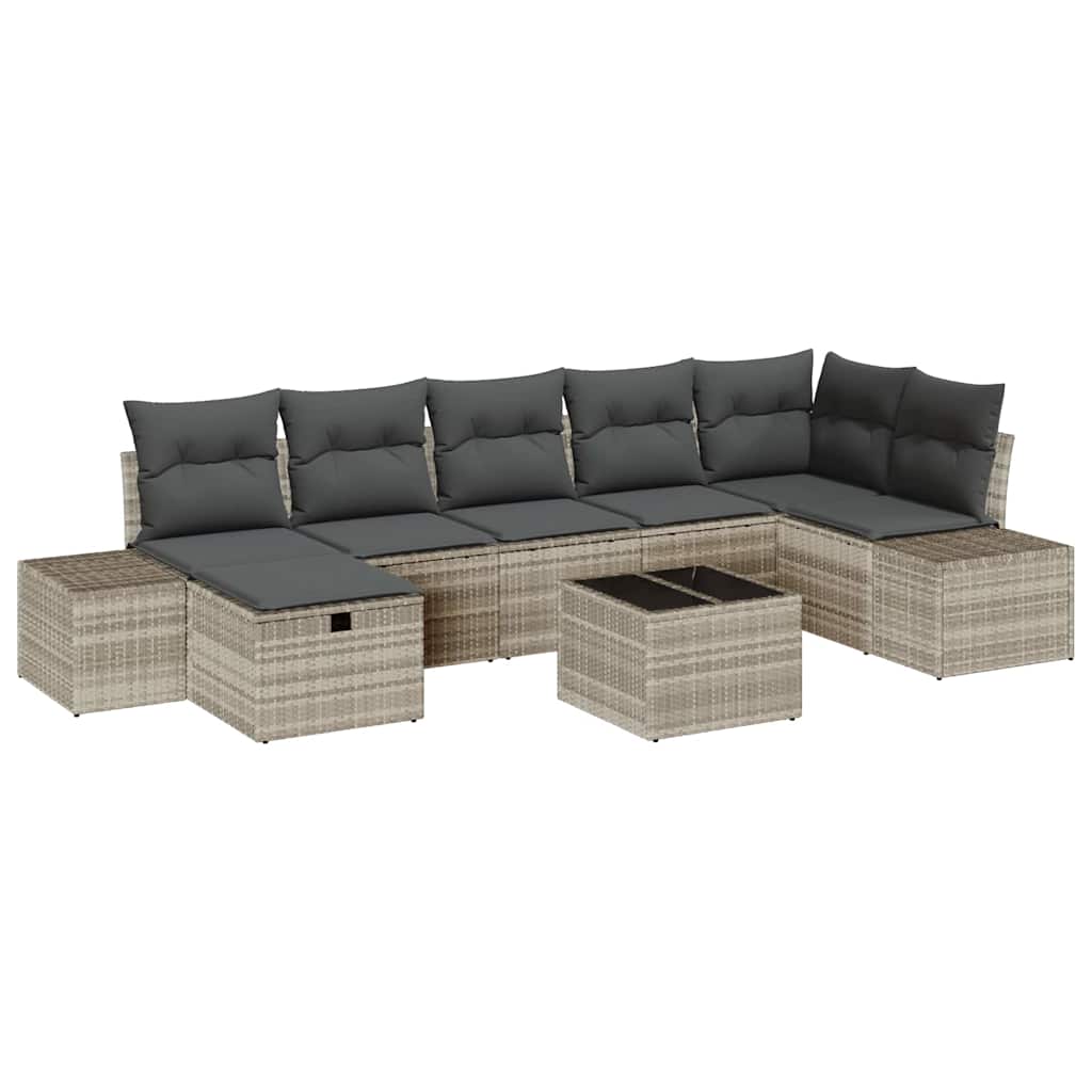 Conjunto de Sofá de Jardim 8 pcs Cinzento-claro 55 x 62 x 69 cm