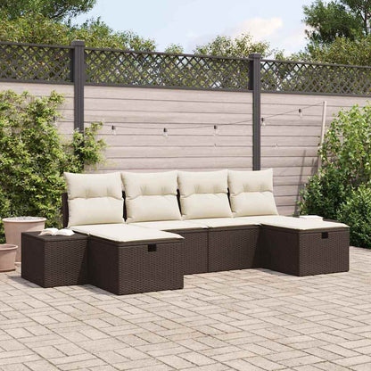Conjunto de Sofá de Jardim 6 pcs Castanho Rattan Sintético