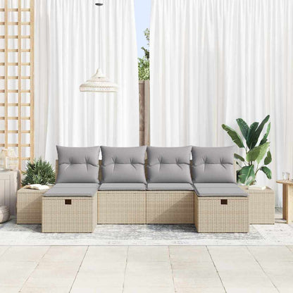 Conjunto de Sofá de Jardim 6 pcs Bege Rattan Sintético