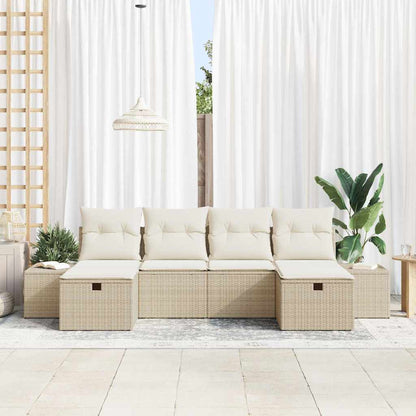 Conjunto de Sofá de Jardim 6 pcs Bege Rattan Sintético
