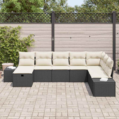Conjunto de Sofá de Jardim 8 pcs Preto Rattan Sintético