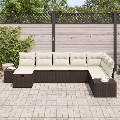 Conjunto de Sofá de Jardim 8 pcs Castanho Rattan Sintético